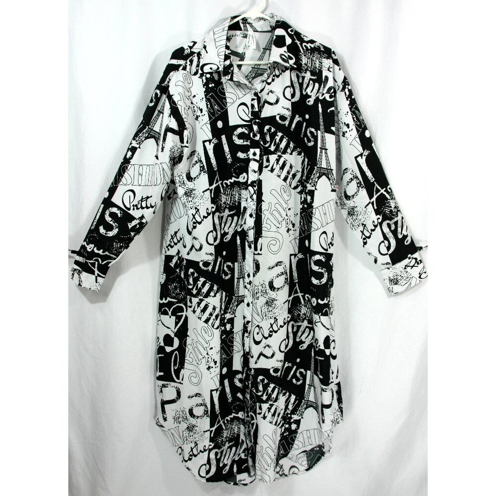 NEW Live 4 Truth Paris Logo Black White Abstract Art Graphic Shirt Dress L